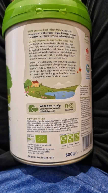 Photo of free Sealed HiPP Organic Newborn Milk (SE16) #2