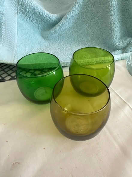 Photo of free 3 small green tea light vases (Epping, CM16) #1