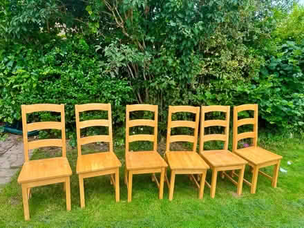 Photo of free 6 pine dining room chairs (Po215aa) #2
