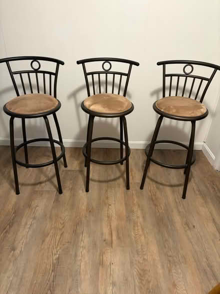 Photo of free 3 upholstered metal bar stools (Belmont, MA) #1