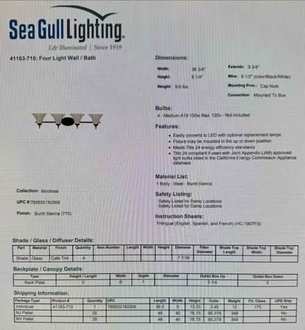 Photo of free NEW bathroom light fixture (Canyon Park - Bothell) #2