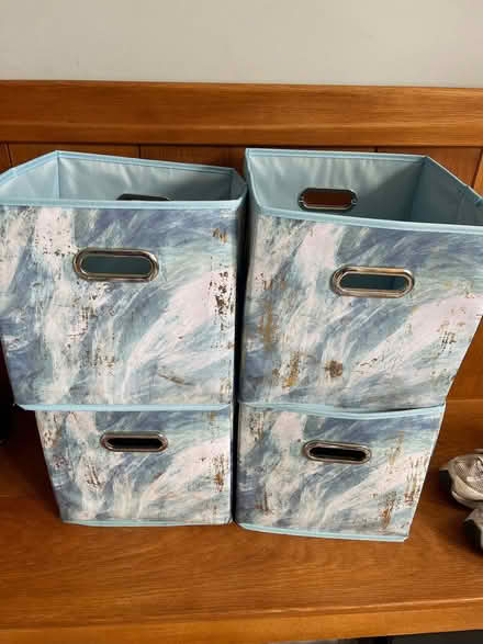 Photo of free 5 blue patterned storage boxes (St Albans AL3) #1
