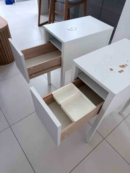 Photo of free IKEA bedside tables in white (SG7) #2