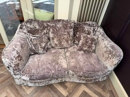 Photo of free Silver velvet sofa (Warwick CV34) #2