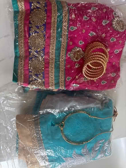 Photo of free Turquoise sari, pink suit material and jewellery (Kenilworth CV8) #1