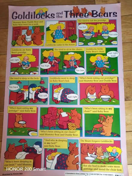 Photo of free Educational poster of traditional tales: Goldliocks (Steyning BN44) #1