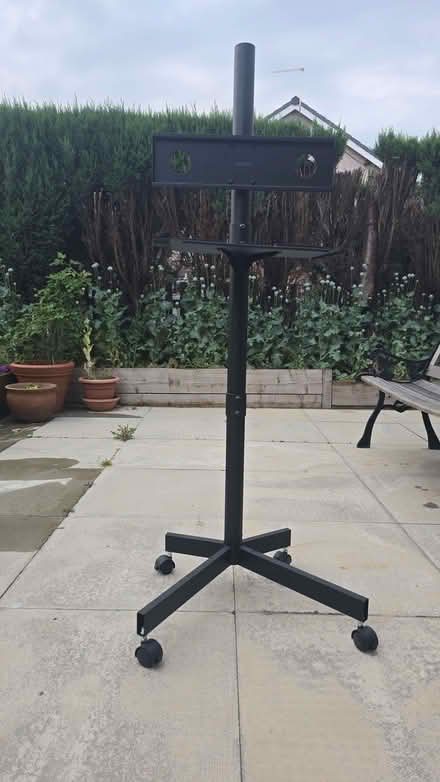 Photo of free Adjustable freestanding wheeled tv mount with media shelf (Walton WF2) #1