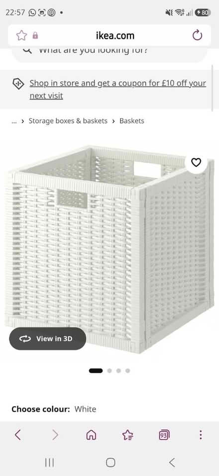 Photo of BRANÄS Basket, white, 32x34x32 cm (York Way N1) #1