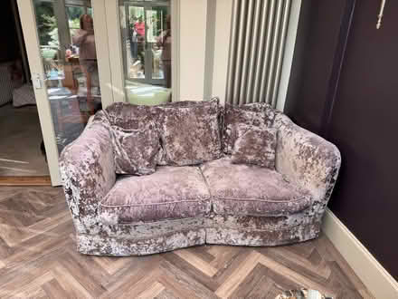 Photo of free Silver velvet sofa (Warwick CV34) #1