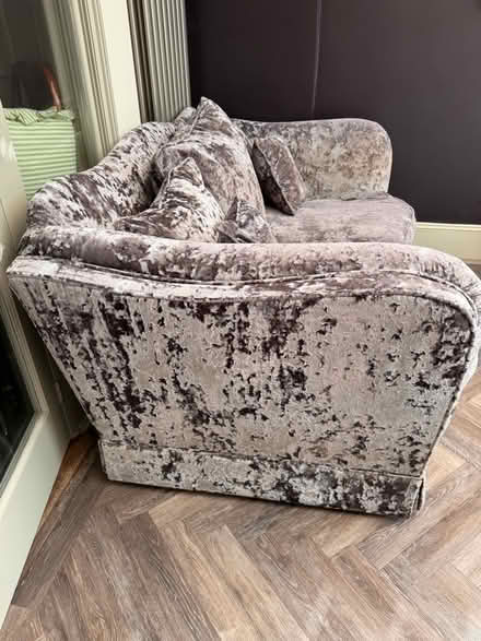 Photo of free Silver velvet sofa (Warwick CV34) #3
