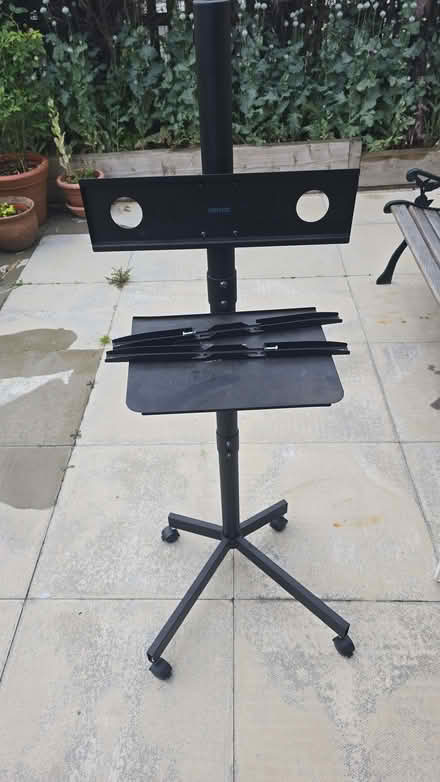 Photo of free Adjustable freestanding wheeled tv mount with media shelf (Walton WF2) #2