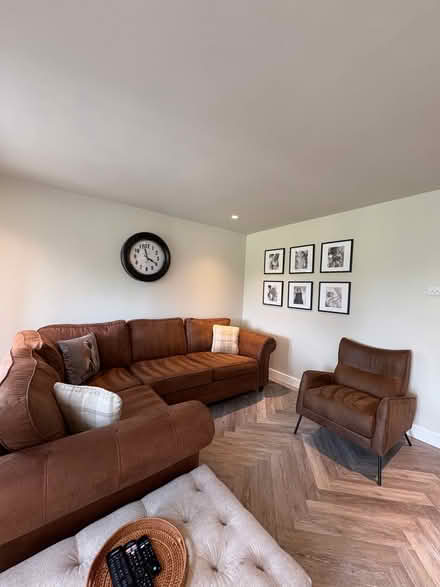 Photo of free Brown faux leather sofa (Calderstones BB7) #1