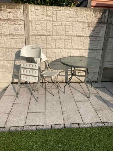 Photo of free 4 fold up chairs indoor or outdoor (Castleknock Dublin 15) #1