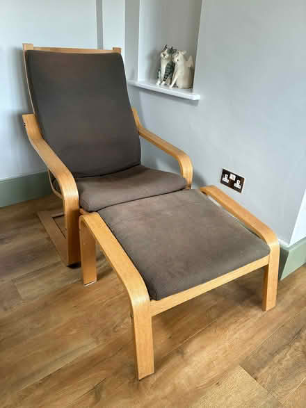 Photo of free IKEA poang chair and footstool (Forest Green GL6) #1