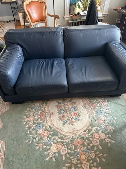 Photo of free Leather loveseat (Roslindale) #1