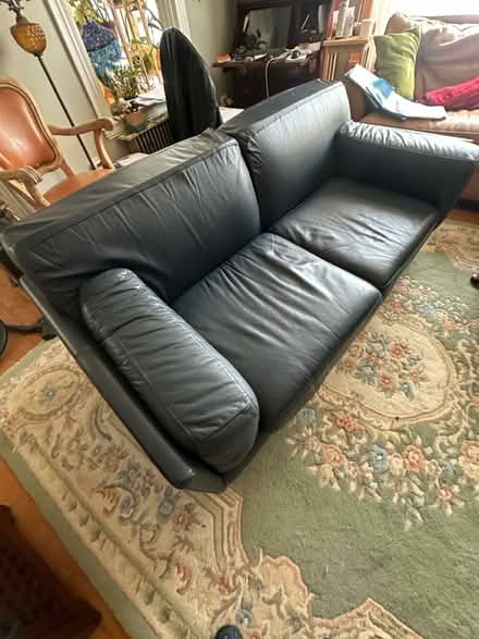 Photo of free Leather loveseat (Roslindale) #2