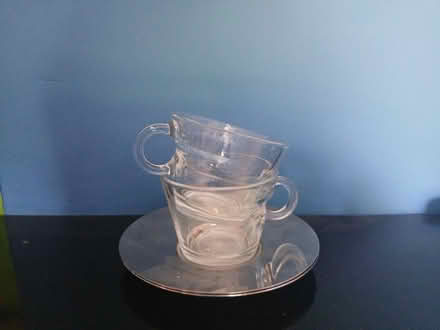 Photo of free 2 glass cups with metal saucers (Reading RG1) #1