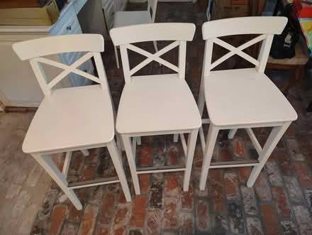 Photo of free Three white wooden bar stools (Yorba Linda) #1