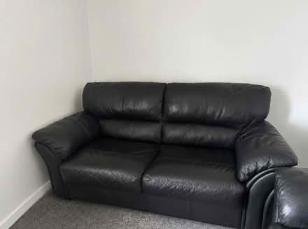 Photo of free Black leather couch x2 (L8 3TY) #1