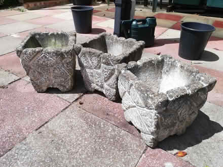 Photo of free 3 Matching Stone Garden Pots (BS30) #2