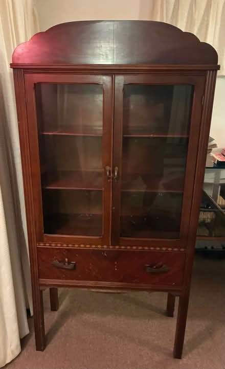 Photo of free Dark wood display hutch (Highland Park) #1