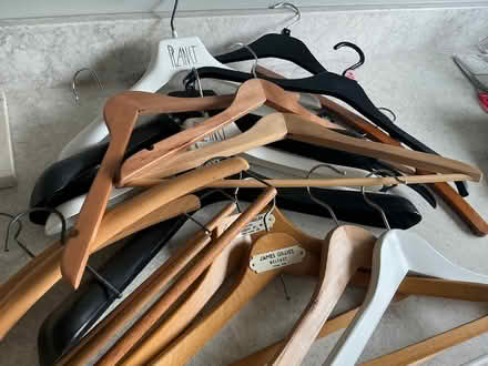 Photo of free 15 Clothes hangers wooden vintage plastic coat trousers (Ballyfinaghy BT10) #1