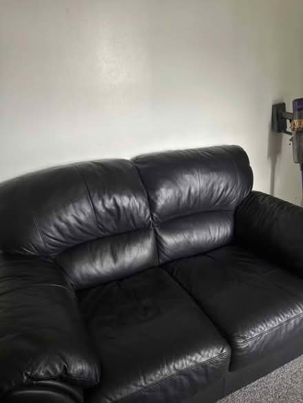 Photo of free Black leather couch x2 (L8 3TY) #2