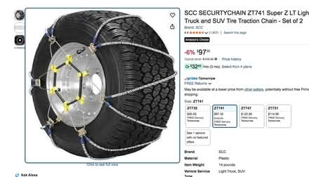 Photo of free Truck Z-type snow chains (used) (Sunnyvale CA) #3