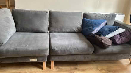 Photo of free 3 piece sofa and throw cushions. Have fire labels. (Old Town EH1) #1