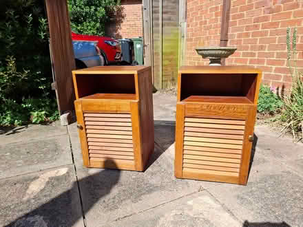 Photo of free Pair of wooden bedside cupboards (Bolbeck Park Mk15 8QD) #1