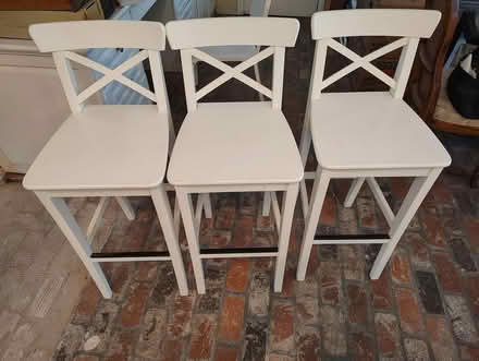 Photo of free Three white wooden bar stools (Yorba Linda) #1