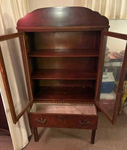 Photo of free Dark wood display hutch (Highland Park) #2