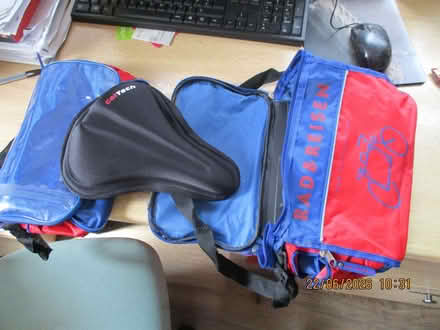 Photo of free Bike saddle (gel filled) and bags. (Holmfield HX2) #1