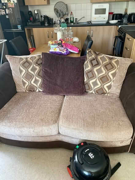 Photo of free Biege and brown lounger sofa and a matching 2 seater sofa (Greenwich Peninsula SE10) #1