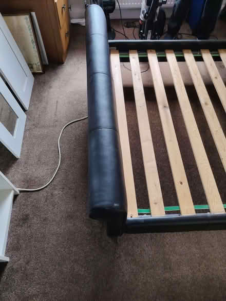 Photo of free Faux brown leather double bed (Bolton le Sands LA5) #2