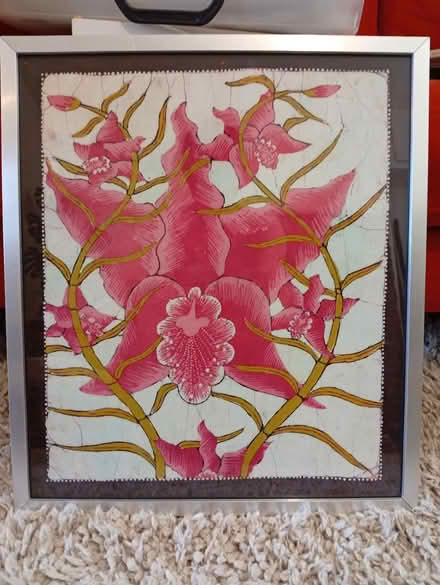 Photo of free Framed Batik fabric, pink orchid (Buxworth SK23) #1
