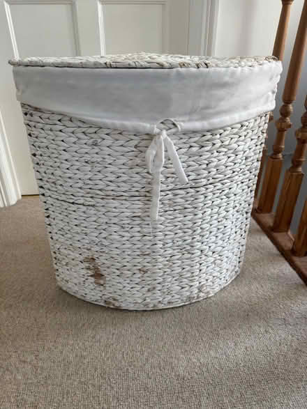 Photo of free White Rattan corner Laundry/Storage Basket (Warlingham CR6) #1
