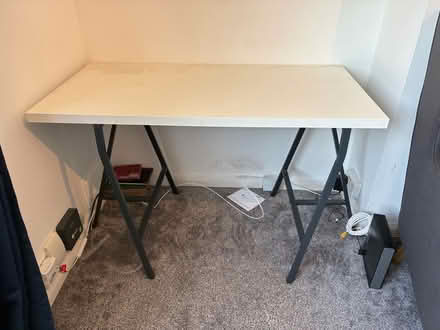 Photo of free White Desk with Grey Metal Frame (Potters Bar EN6) #1