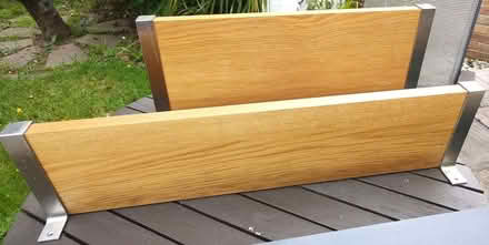 Photo of free Solid Pair of Wall Shelves - Wood and Brushed Metal Brackets (Franche DY11) #1