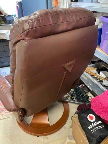 Photo of free Brown leather swivel recliner chair (Crowthorne RG45) #2