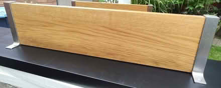 Photo of free Solid Pair of Wall Shelves - Wood and Brushed Metal Brackets (Franche DY11) #2