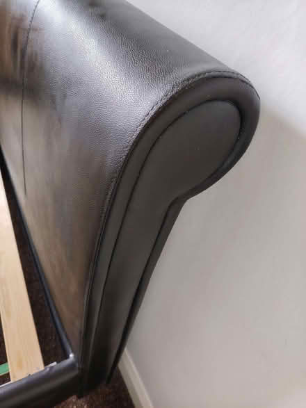Photo of free Faux brown leather double bed (Bolton le Sands LA5) #3