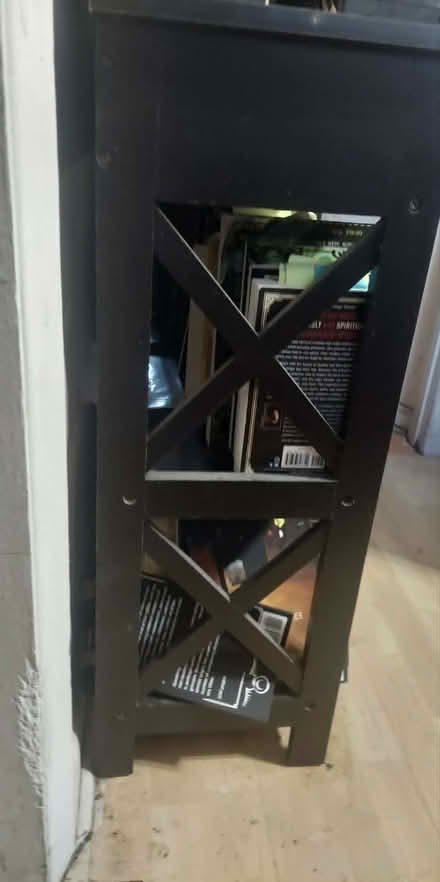Photo of free sm. dark cherry wood bookshelf (Williamsburg, Brooklyn) #2