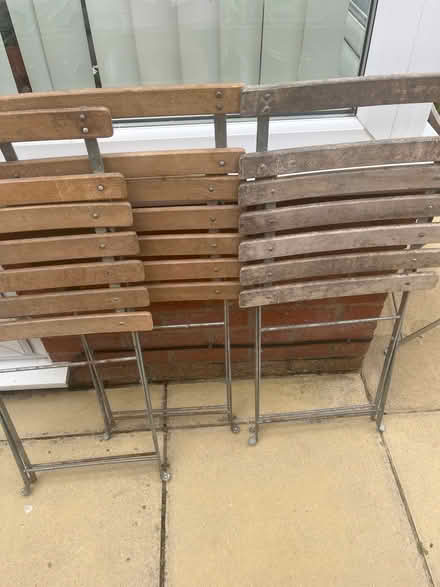Photo of free 4 wooden garden chairs (Court Hey L16) #1
