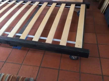 Photo of free Wooden Bed 76 x 190 cms (2' 6" x 6' 2") with mattress (islington N1) #2
