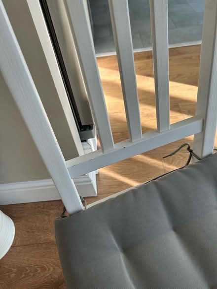 Photo of free White wooden chair with grey seat pad (Harold Wood RM3) #3
