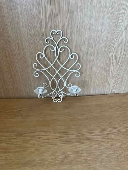 Photo of free White wrought iron wall-mounted candle holder, rusty (Talbot Village BH10) #1