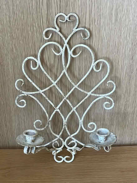 Photo of free White wrought iron wall-mounted candle holder, rusty (Talbot Village BH10) #2