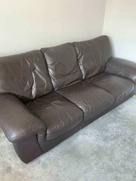 Photo of free Brown leather sofa (Bramley LS13) #1