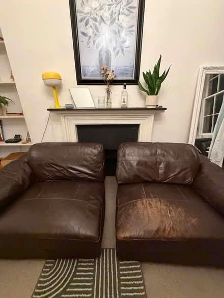 Photo of free Brown leather sofa (Lansdown BA1) #2